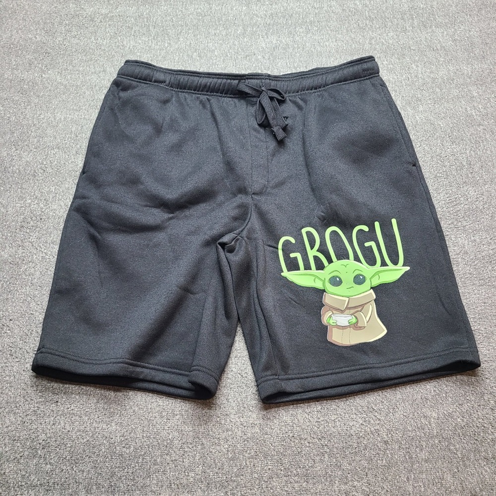 Star Wars Grogu Sleep Shorts Mens XL Black Great Mandalorian Baby Yoda Bioworld